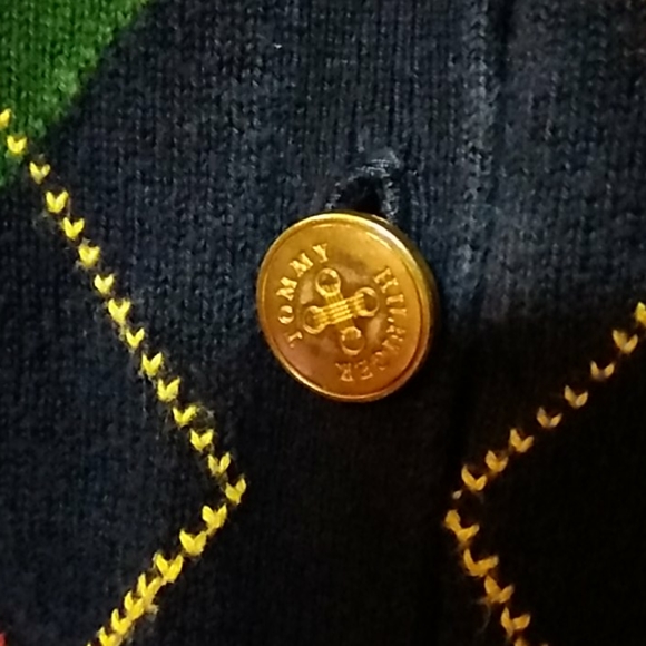 Rare Tommy Hilfiger Vintage Argyle Cardigan Sz M - Picture 4 of 7